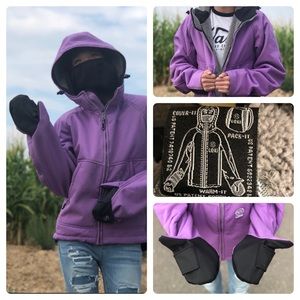 Loki brand winter coat jacket integrated gloves